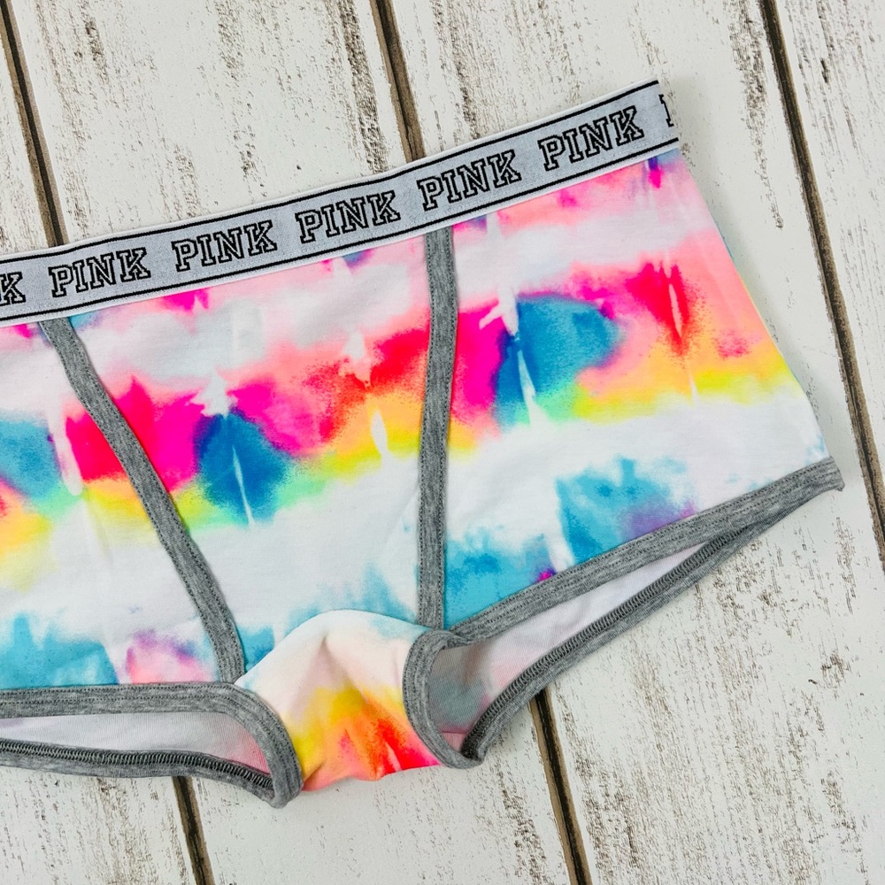VS PINK Watercolor Print Boyshort Pantie Small Retired Style Color - Picture 3 of 6